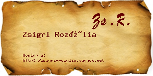 Zsigri Rozália névjegykártya